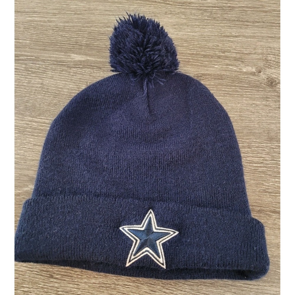 Dallas Cowboys Authentic Pom Pom Beanie Hat Navy Blue‎ One Size Style K081M NFL